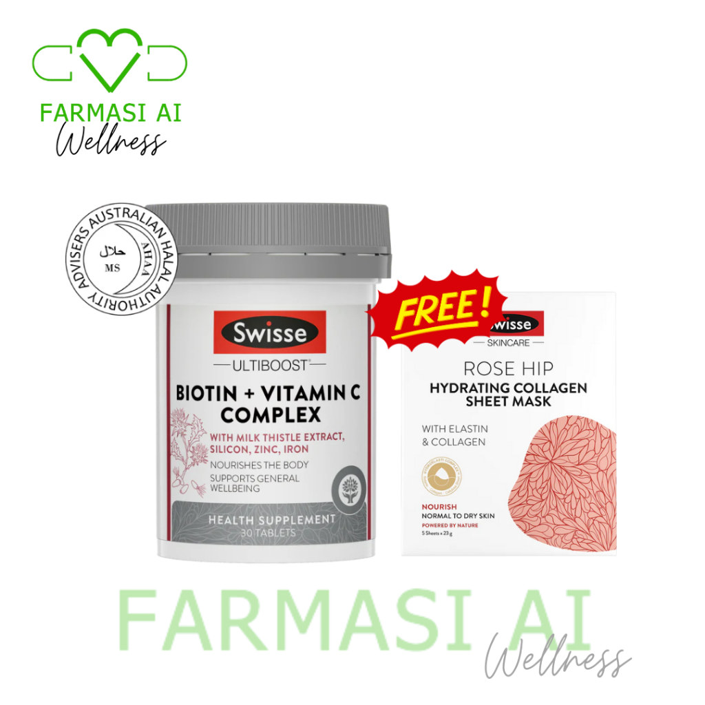 Swisse Ultiboost Biotin + Vitamin C Complex 30's (Exp Date 02/2025