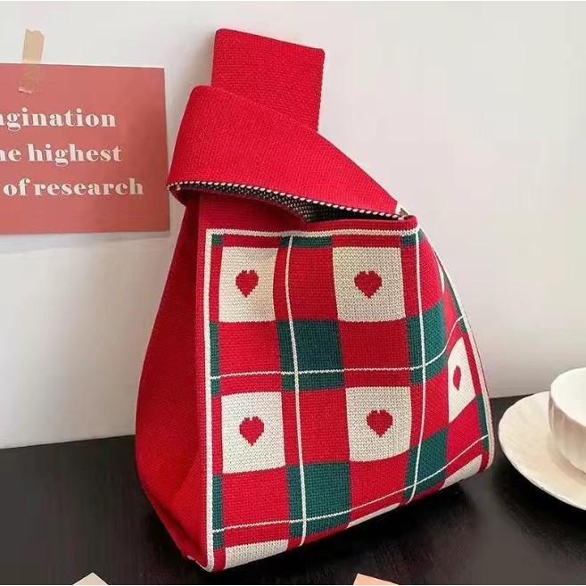 Knit Handbag in Candy Color - Striped Tote Bag for Women