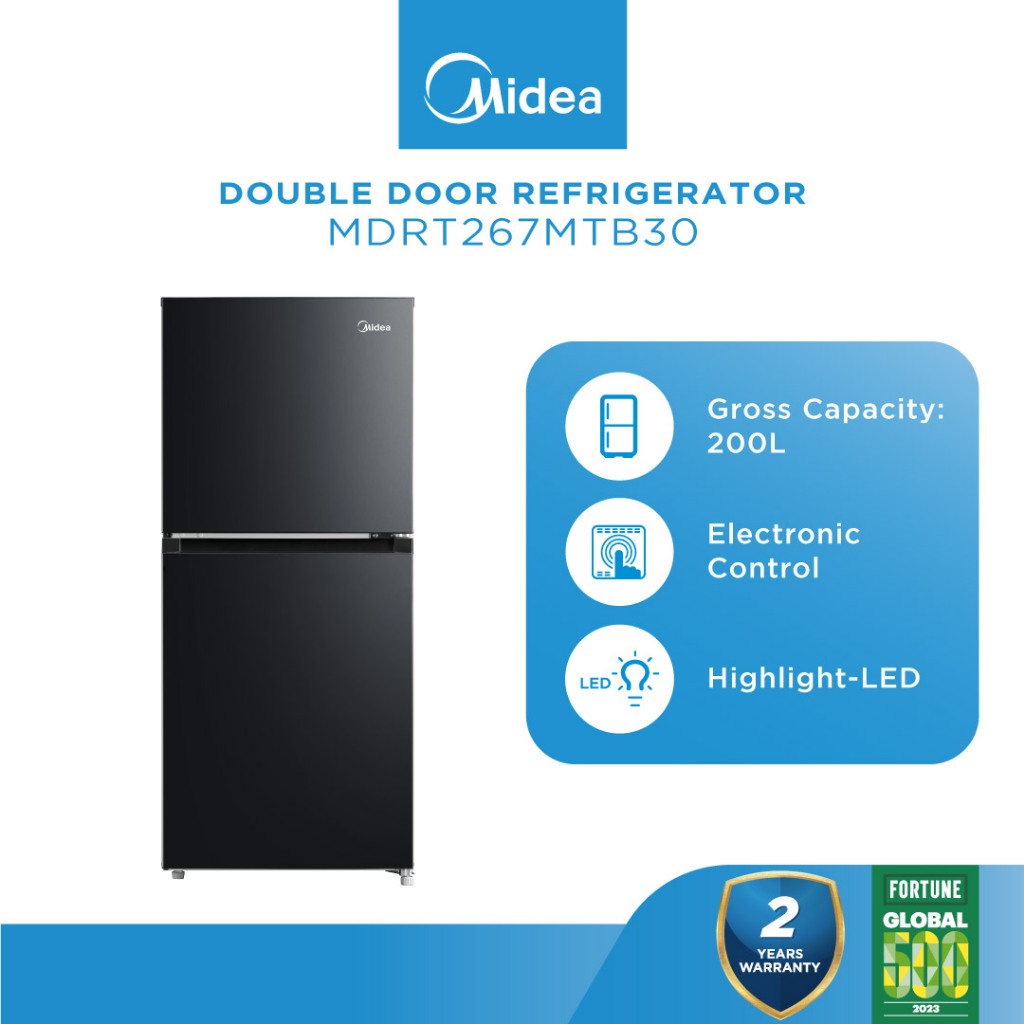 Midea MDRT267MTB30 Gross 200L 2 Doors Refrigerator / Fridge / Peti ...