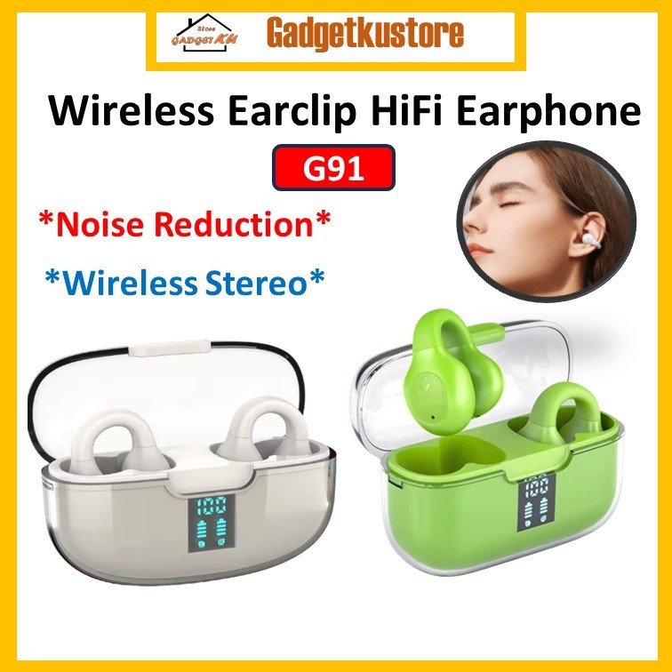 G91 Wireless Earclip Bluetooth Bone Conduction Noice Reduction Ear Clip ...