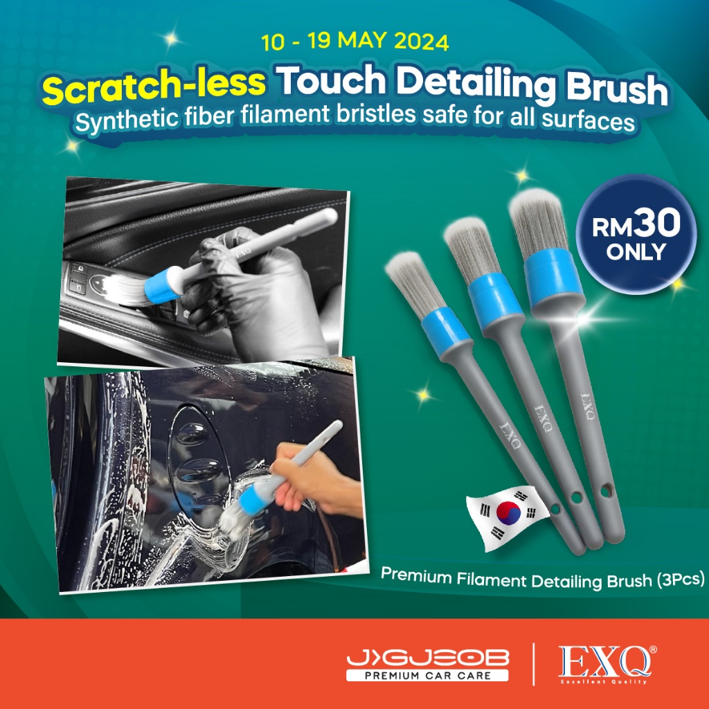 EXQ Premium Filament Detailing Brush (3Pcs) [NonBoars Brister] Car