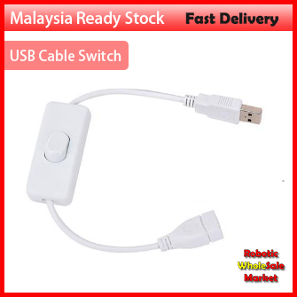 USB Cable Switch ON OFF Male to Female White For LED Strip, USB Fairy Light DC 5V Power Line