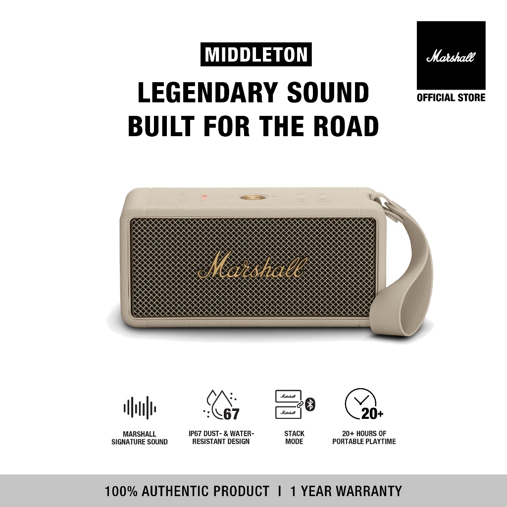 Marshall Middleton Portable Bluetooth Speaker - Cream | Shopee ...