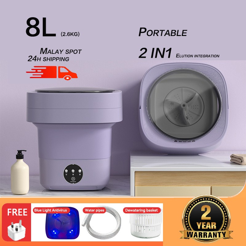 8L Portable Mini Washing Machine in 1, Semi Auto Washer with