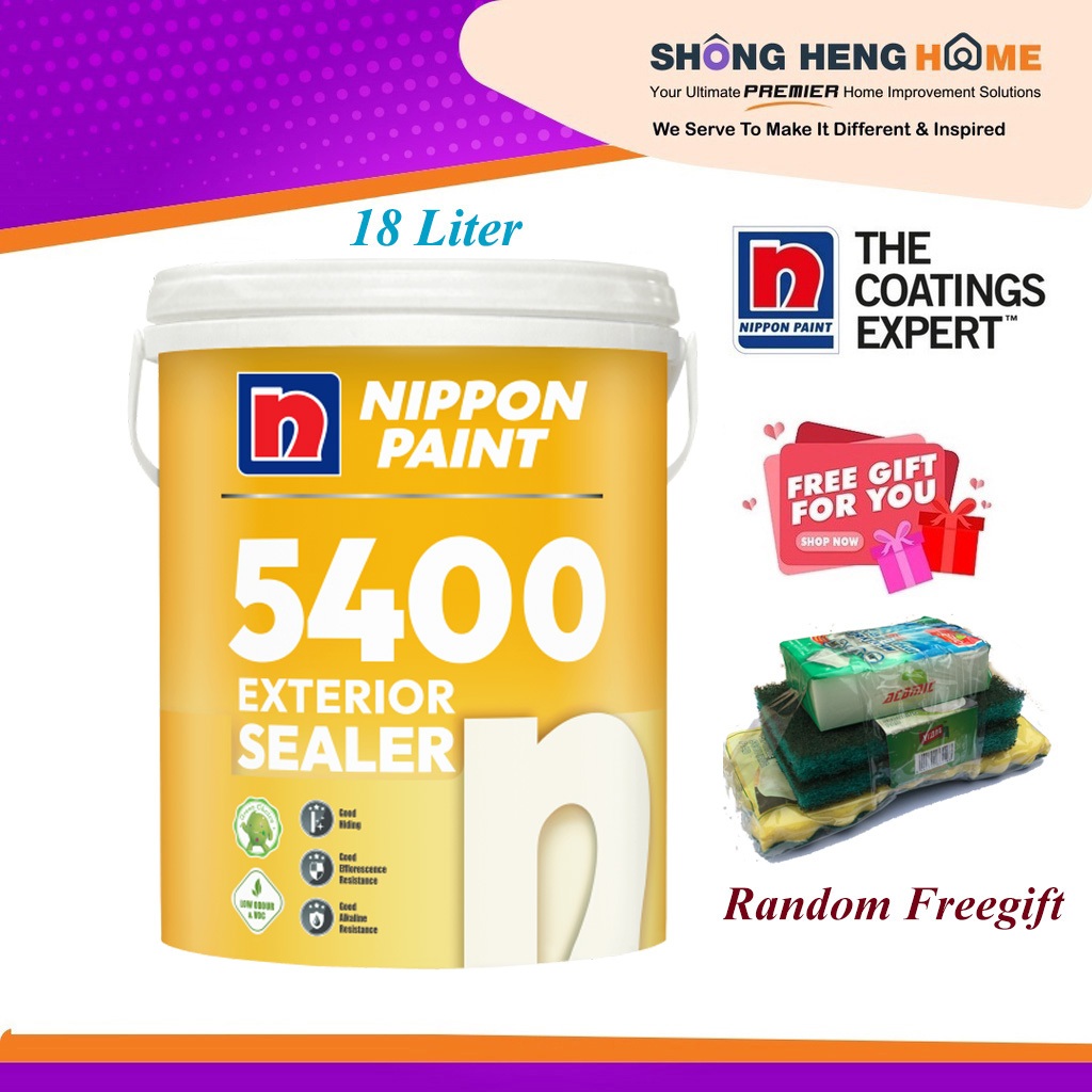 18L Nippon Paint 5400 Wall Sealer - EXTERIOR SEALER + Freegift | Shopee ...