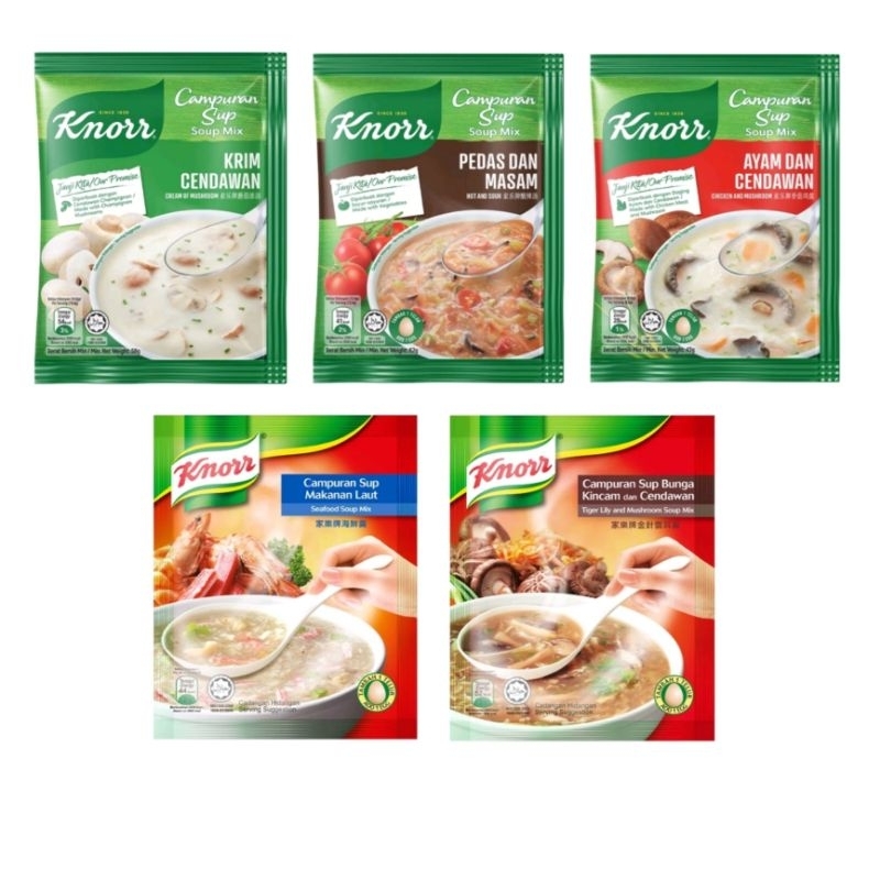 Knorr Soup Mix Sup Campuran 37g 43g 58g 62g Mushroom Cream Krim Cendawan Chicken Ayam Hot 4214