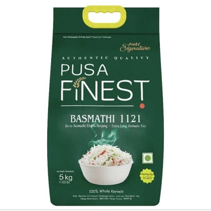 JATI PUSA FINEST BASMATHI 1121 5KG | Shopee Malaysia