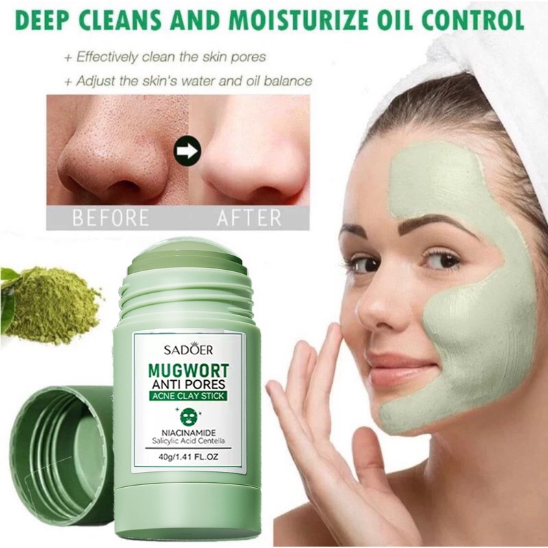 New Acne clay mask stick Wormwood Mud Clay Mask Cleanses 40g Oil ...