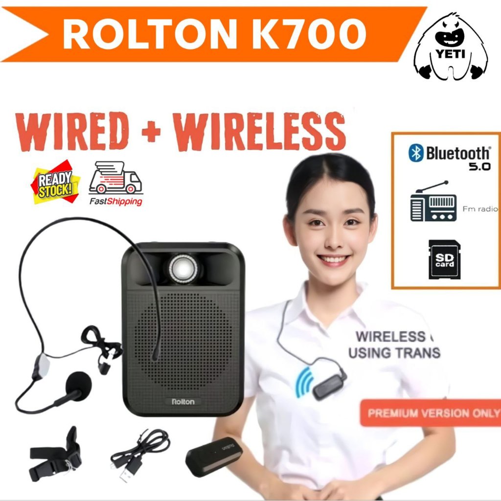 Rolton K700(wireless)Voice Amplifier Mice Bluetooth FM Radio