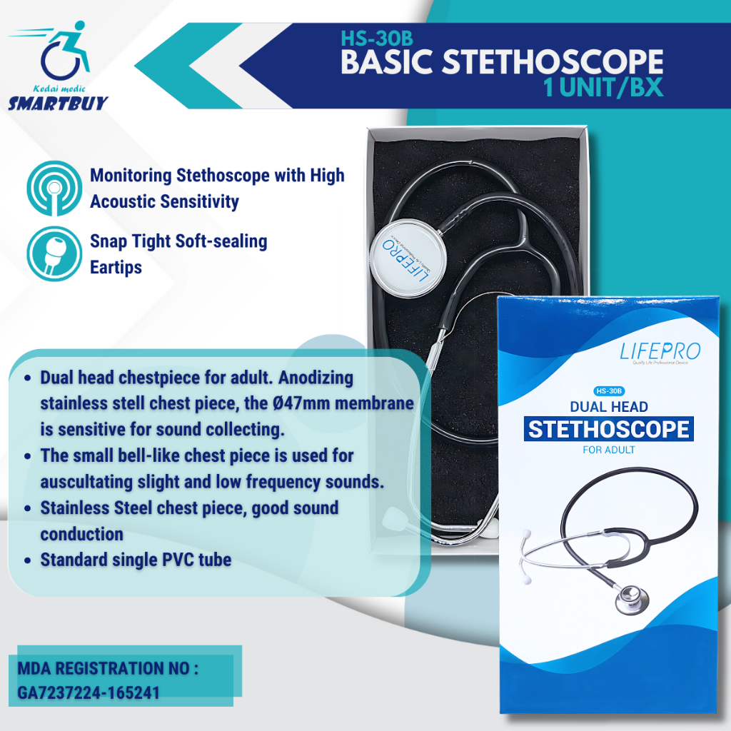 LIFEPRO Dual Head Stethoscope (For Adult) Basic Stethoscope | Shopee ...