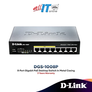 D-Link DGS-1008P 8-Port Gigabit Desktop Switch in Metal Casing with 4 PoE Ports