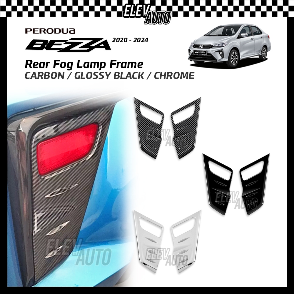 Perodua Bezza 2020-2024 CARBON CHROME BLACK Rear Fog Lamp Frame Cover ...