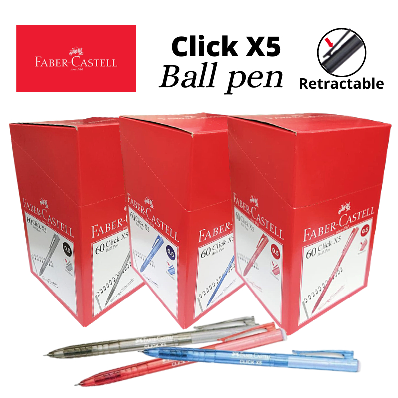 Faber-Castell Ball Pen Click X5 X7 (0.5mm/0.7mm) Black Blue Red 1422 ...