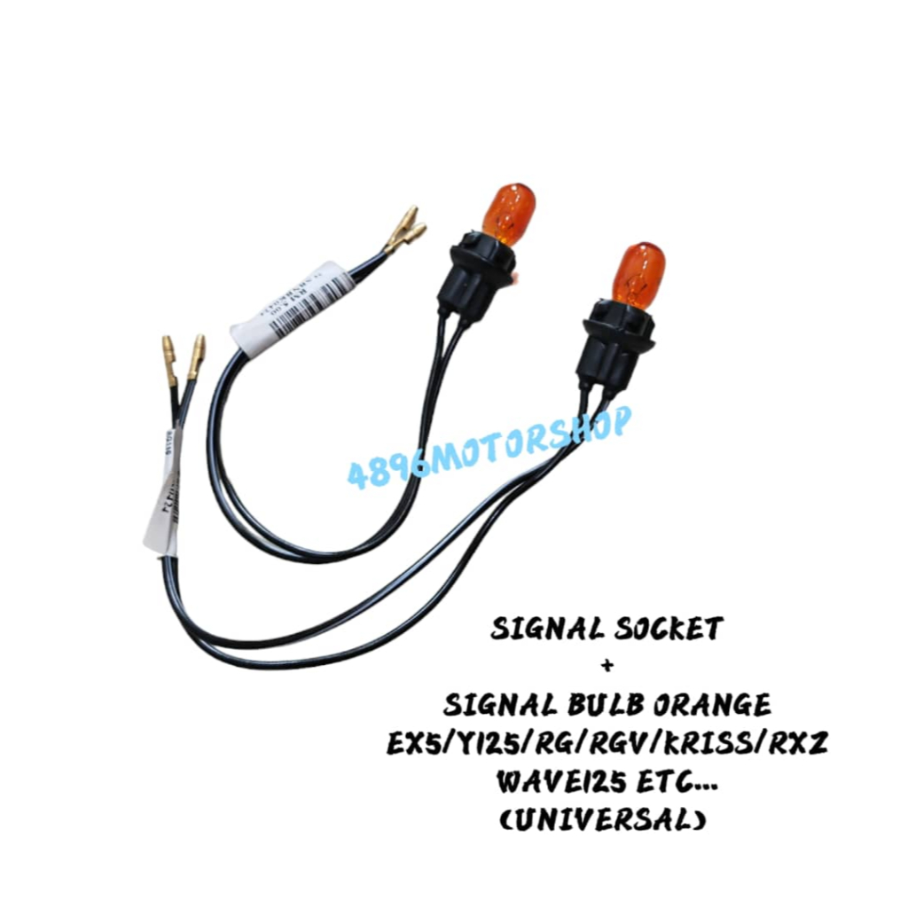 1 PAIR FRONT DEPAN SIGNAL SOCKET SOKET + BULB ORANGE CLEAR EX5 DREAM ...