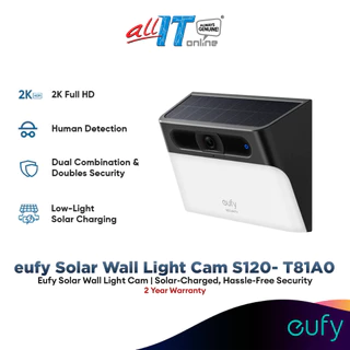 Anker Eufy T81A0 Solar Wall Light Cam S120 | 2K Camera | Motion Activated Light | AI Detection | IP65