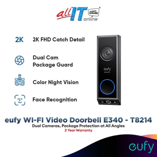 Anker Eufy T8214 Video Doorbell E340 / Anker E8220 eufy Wi-Fi Video Doorbell S200 with Wireless Chime