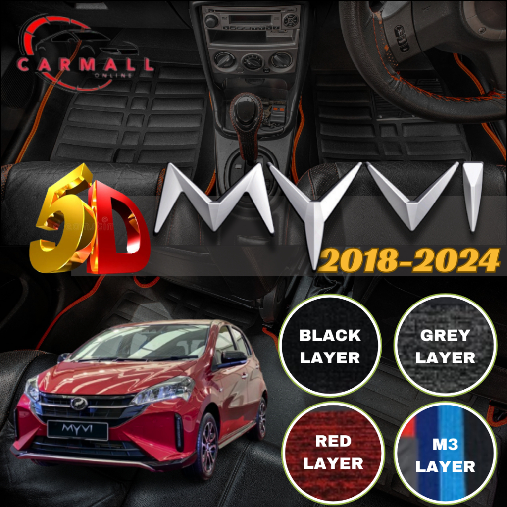 Perodua Myvi 2018-2024 5D Carpet Car Mat Floor Mat OEM Karpet Kereta ...