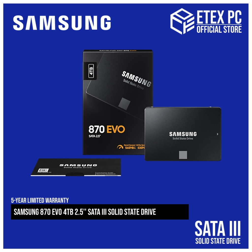 Samsung 870 EVO 4TB 2.5'' SATA III Solid State Drive # MZ-77E4T0BW ...
