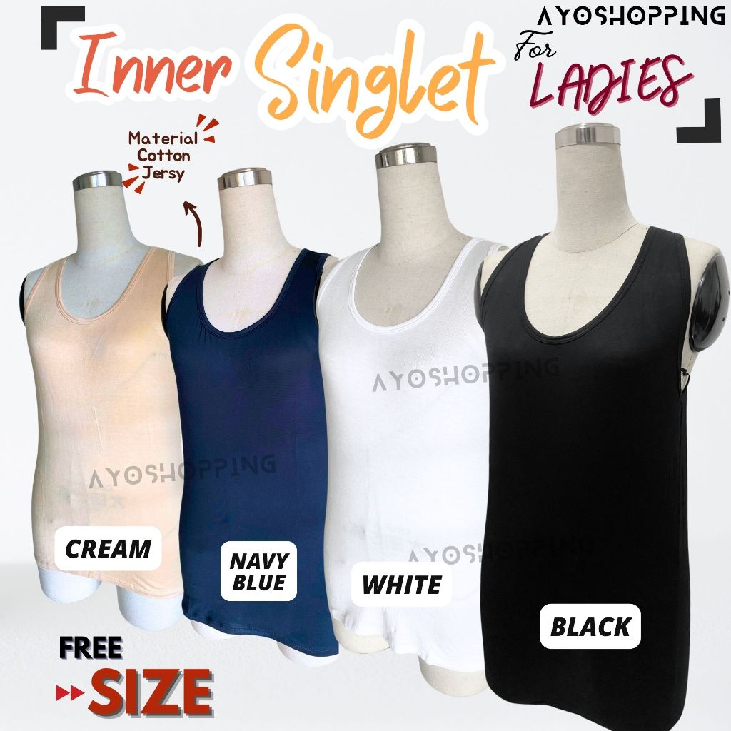INNER SINGLET FREE SIZE MATERIAL COTTON JERSY KAIN STRETCHABLE SERAP ...