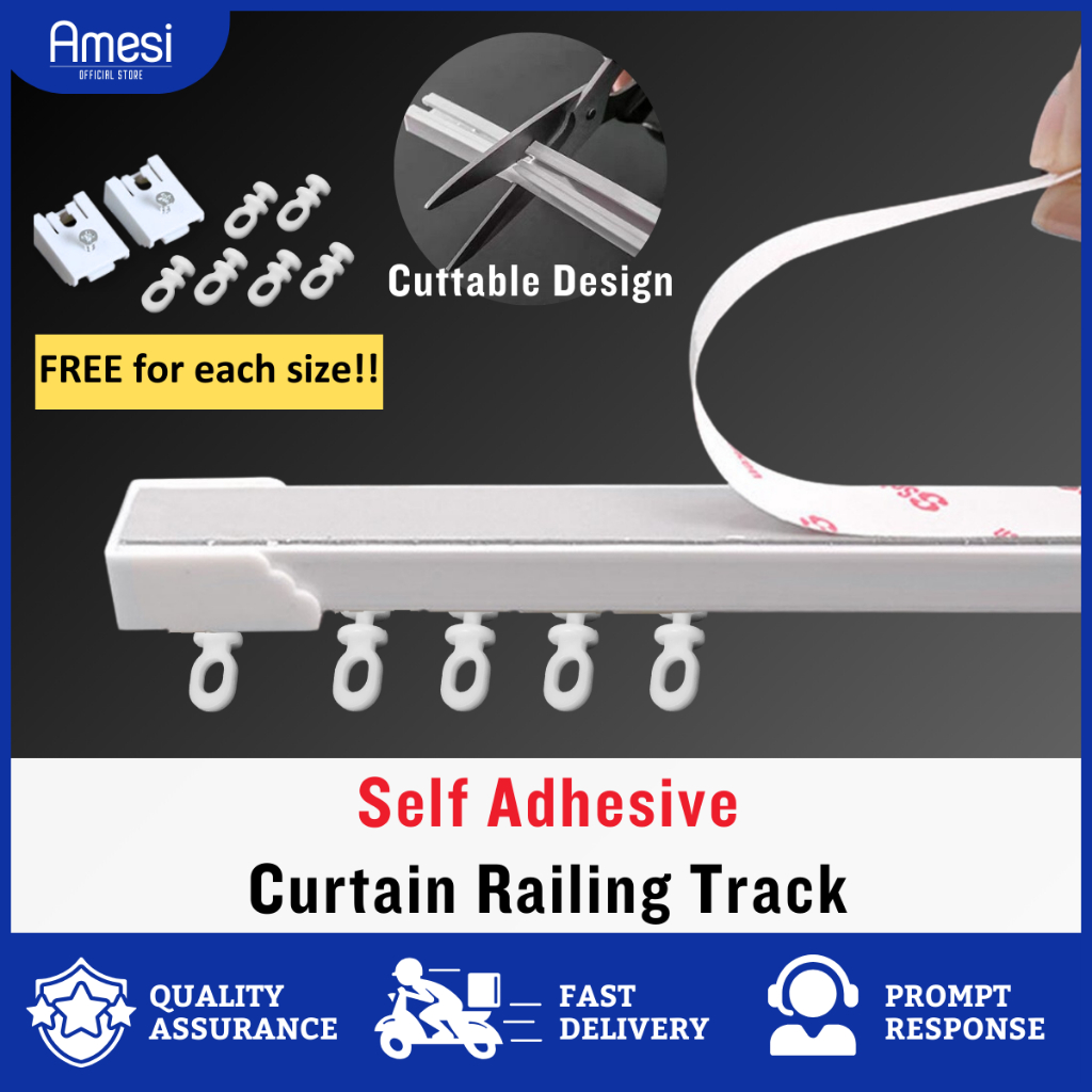 Self Adhesive Rail Langsir Curtain Railing Track Window Blinds Rel