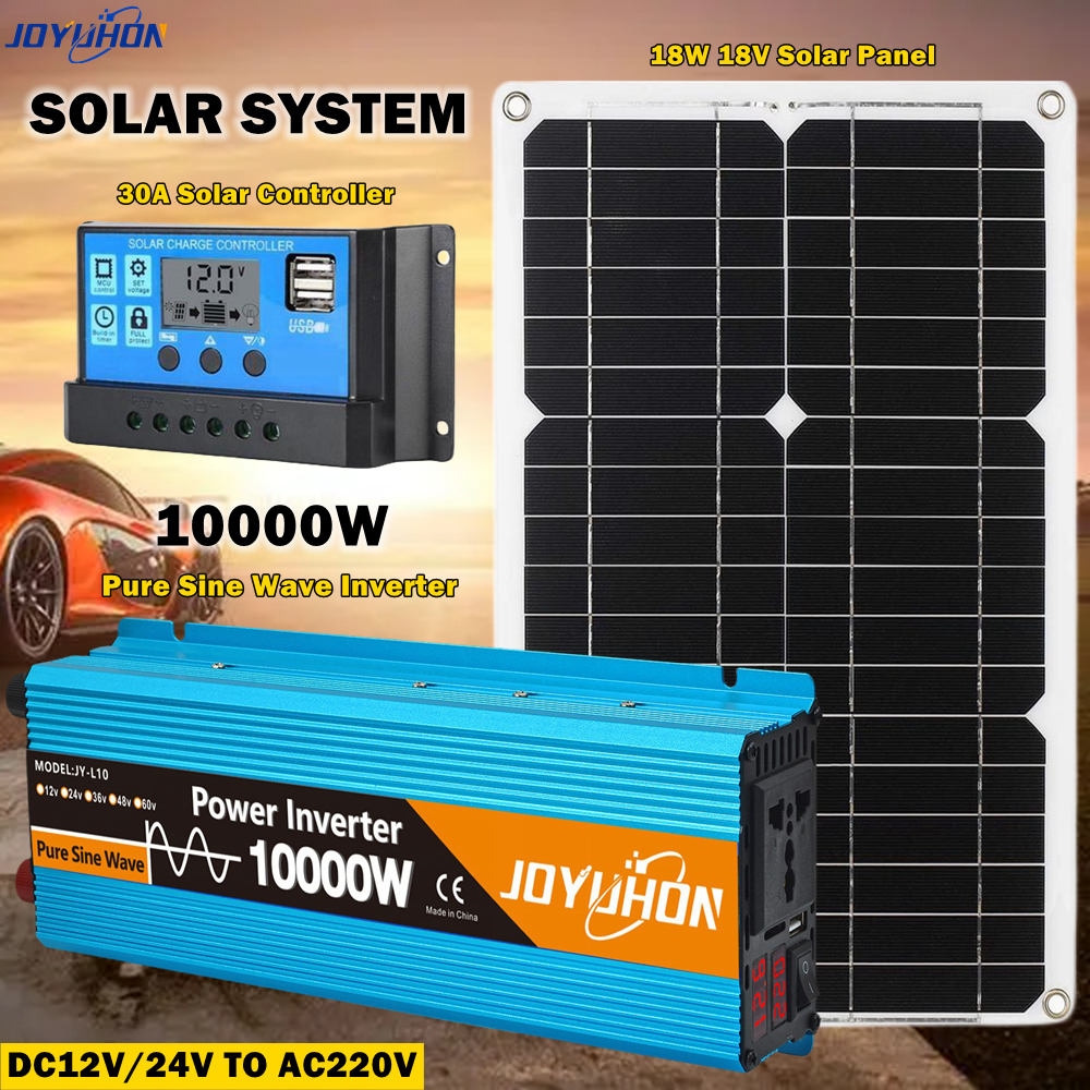 JOYUHON Solar Power System Set 10000W Pure Sine Wave Power Inverter DC ...