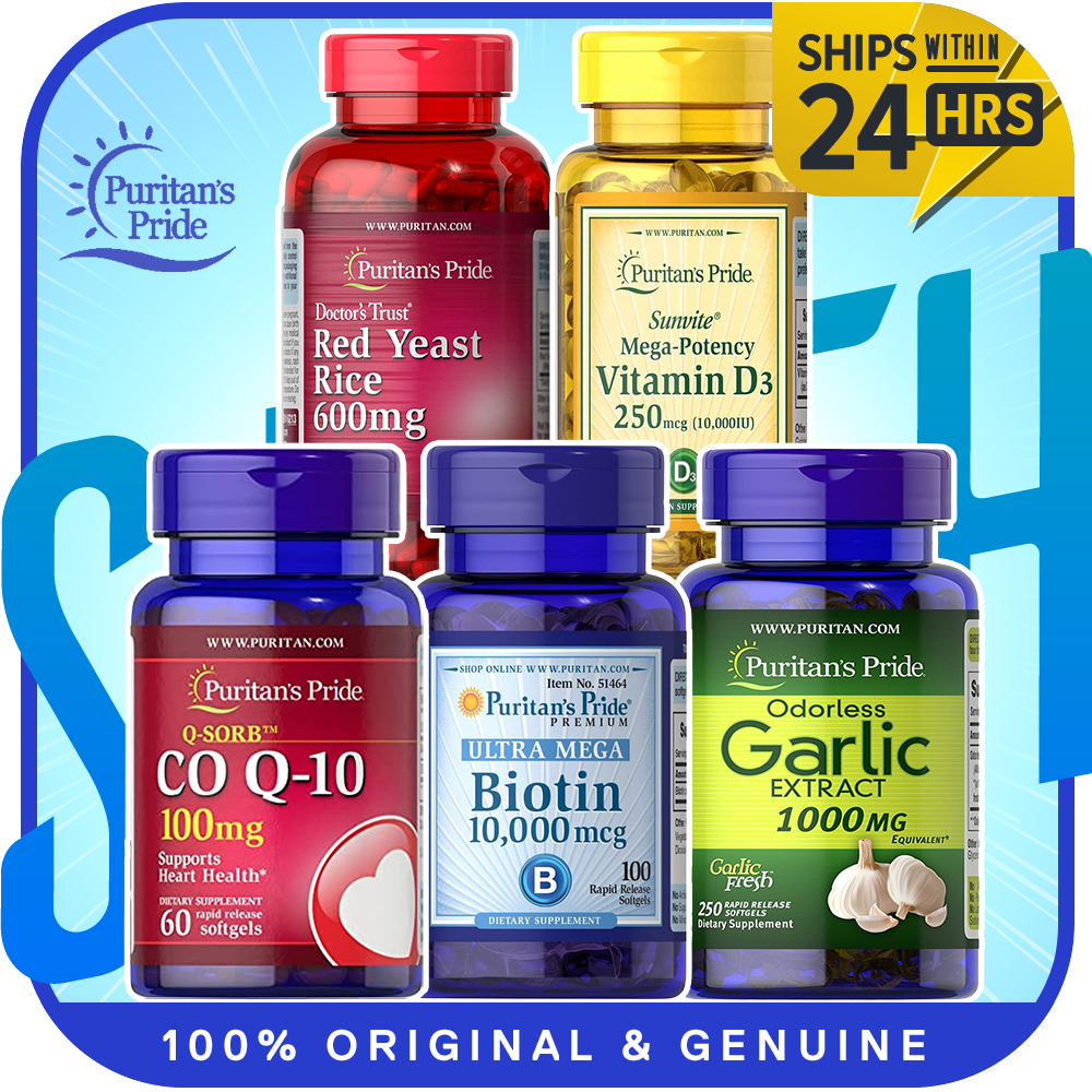 GENUINE Puritan's Pride Vitamin D3 QSorb CoQ10 l Biotin l Garlic