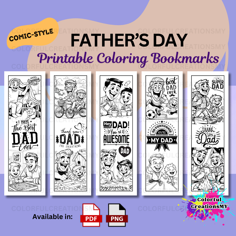5 Printable Bookmarks Set, bookworm, reading accessories, kids coloring ...