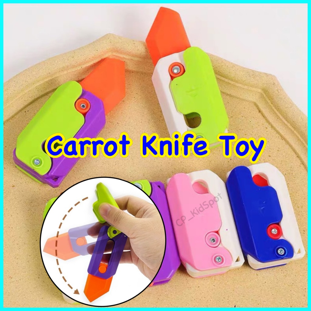 Carrot Knife Toy 3D Mini Retractable Gravity Knife Radish Knife ...