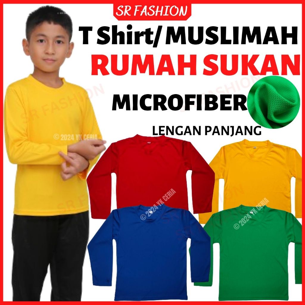 Baju Sukan Warna Microfiber Eyelet Lengan Panjang Baju Rumah Sukan ...