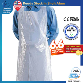 Medical Plastic Apron Isolation Gown Disposable PPE For Barber/Hair Stylish (100 Pcs)