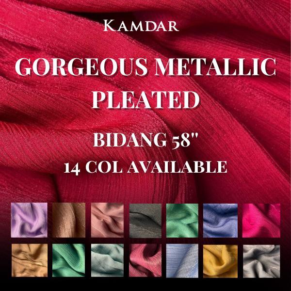 KAMDAR Open Meter Gorgeous Metallic Pleated Polyester 100% Bidang 58 ...