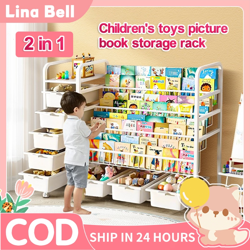 (2-in-1)Children Creative Simple Bookshelf Organizer Rack Utility ...
