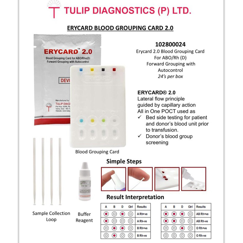 EryCard 2.0 (EdlonCard Alternative) Blood Type Testing Kit Set Shopee