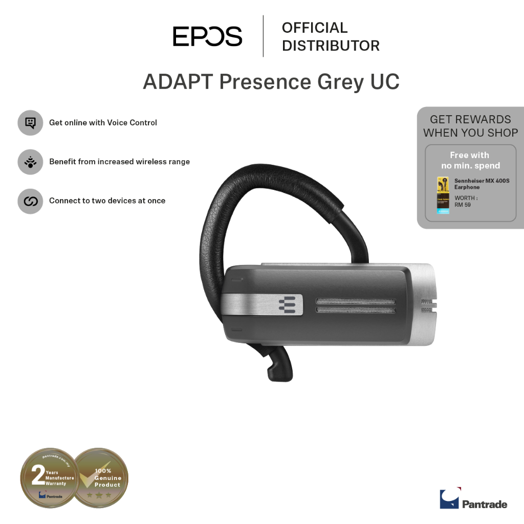 ADAPT Presence Grey UC On-Ear Bluetooth® UC Headset | Shopee Malaysia