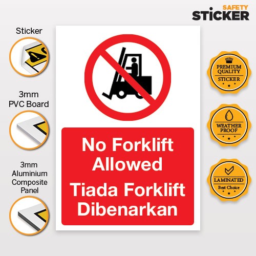 Sticker Prohibited Sign - No Forklift Allowed - Tiada Forklift ...