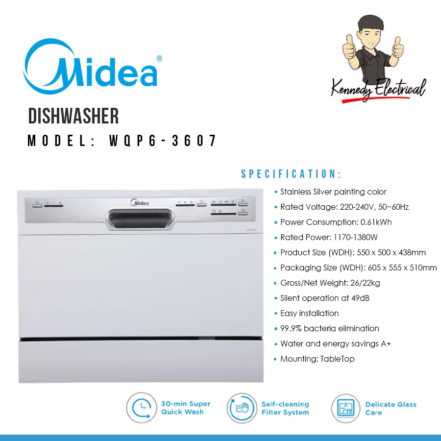 Midea Table Top Dishwasher WQP63607 Shopee Malaysia