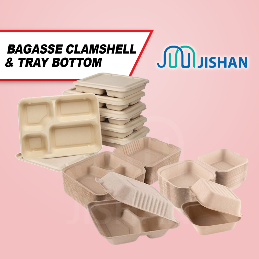 [50pcs] Sugarcane Bagasse Burger Lunch Box / Biodegradable Pulp Eco ...