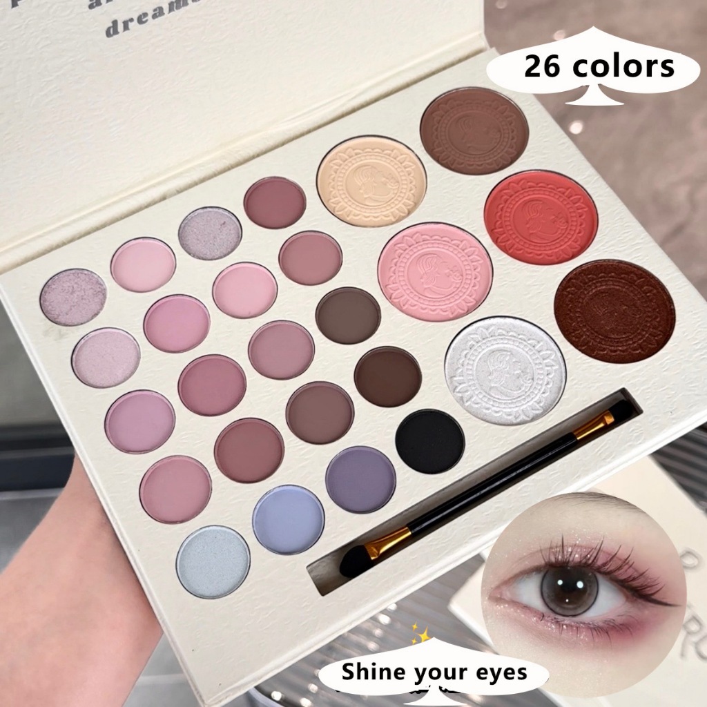 26 Colors Eyeshadow Palette Pearly Matte Earth Color Eyeshadow Portable ...