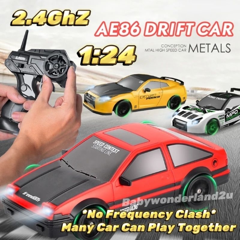 1:24 Kereta Kontrol Drift 4WD RC Car Racing Car AE86 GTR EVO Honda ...