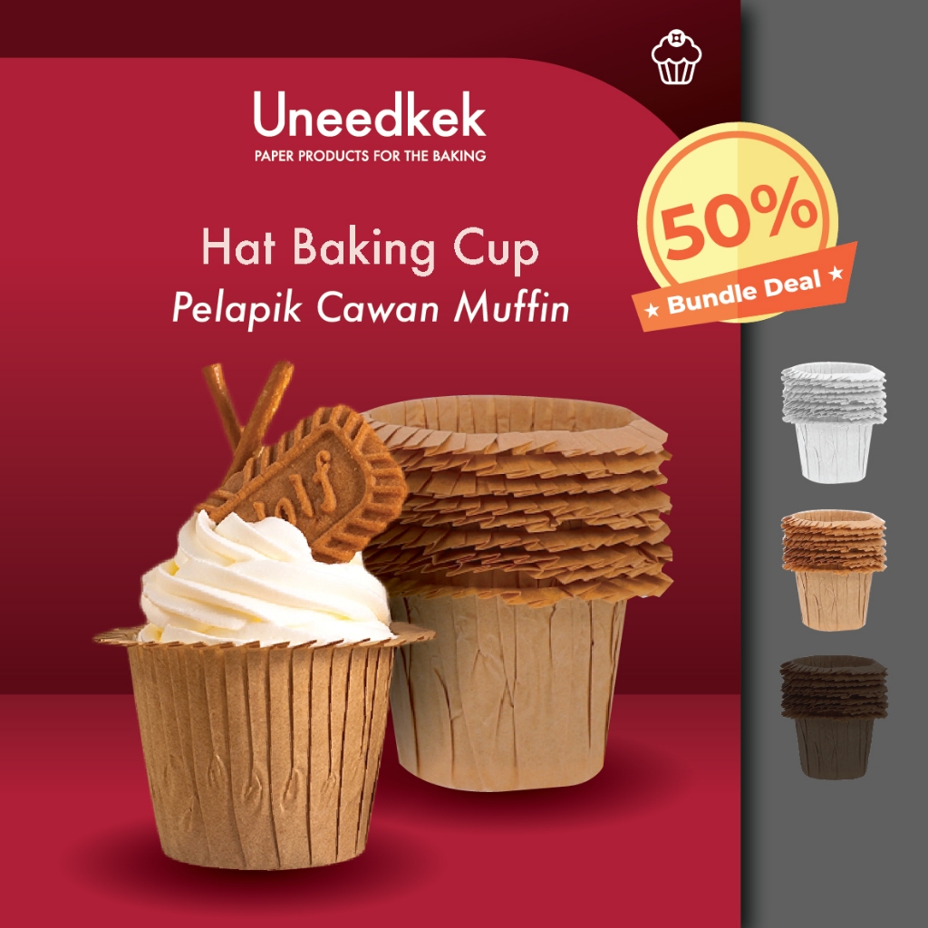 Uneedkek Hat Cupcake Cup Baking Paper Cup Bekas Kertas Kek 30±pcs ...