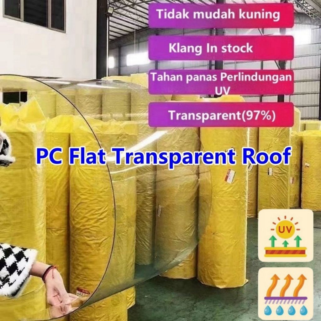 PC FLAT TRANSPARENT ROOF /ATAP CERAH LUTSINAR RATA 1mm POLYCARBONATE ...