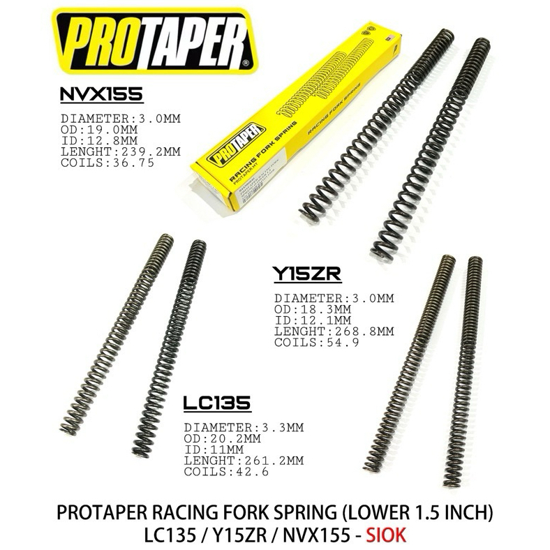 LC135 & LC 135 PROTAPER LOWER FORK SPRING 261.2MM ( FOR LOWER FRONT ...