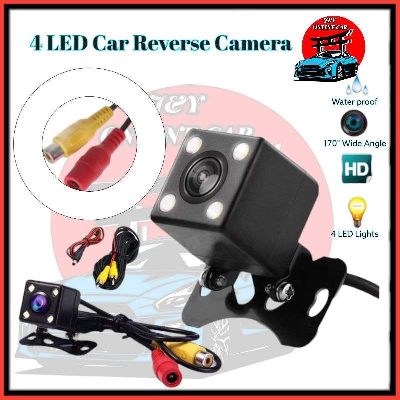 Car Reverse Camera 4 Led Night Vision Rear View Full HD Parking Camera ...