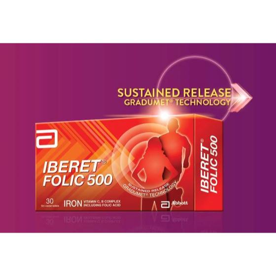 [DENTED BOX PROMO KOTAK KEMEK] IBERET FOLIC 500 FILM COATED TABLETS 30 ...