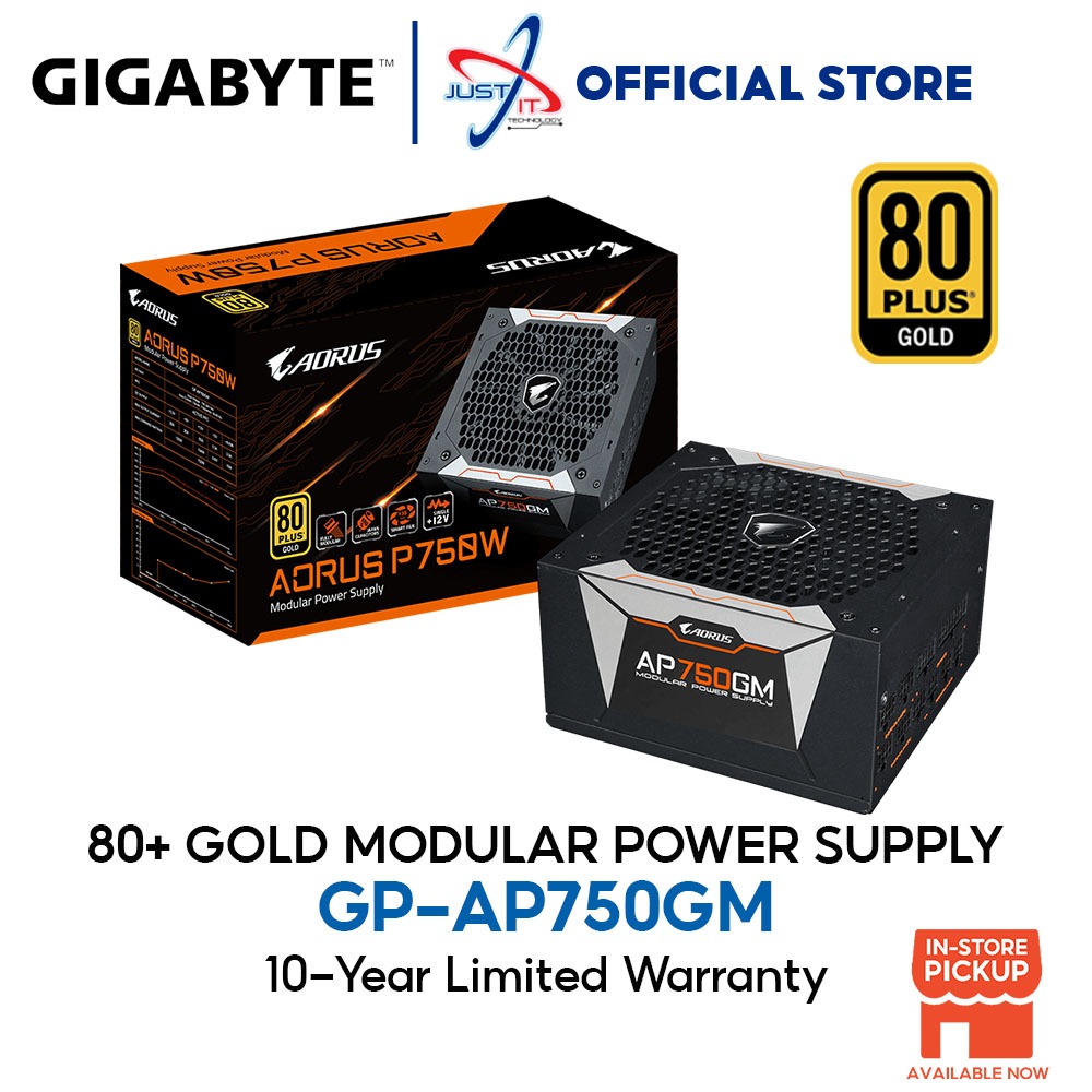 GIGABYTE AORUS AP750GM ( 750W ) 80PLUS GOLD FULL MODULAR POWER SUPPLY ...