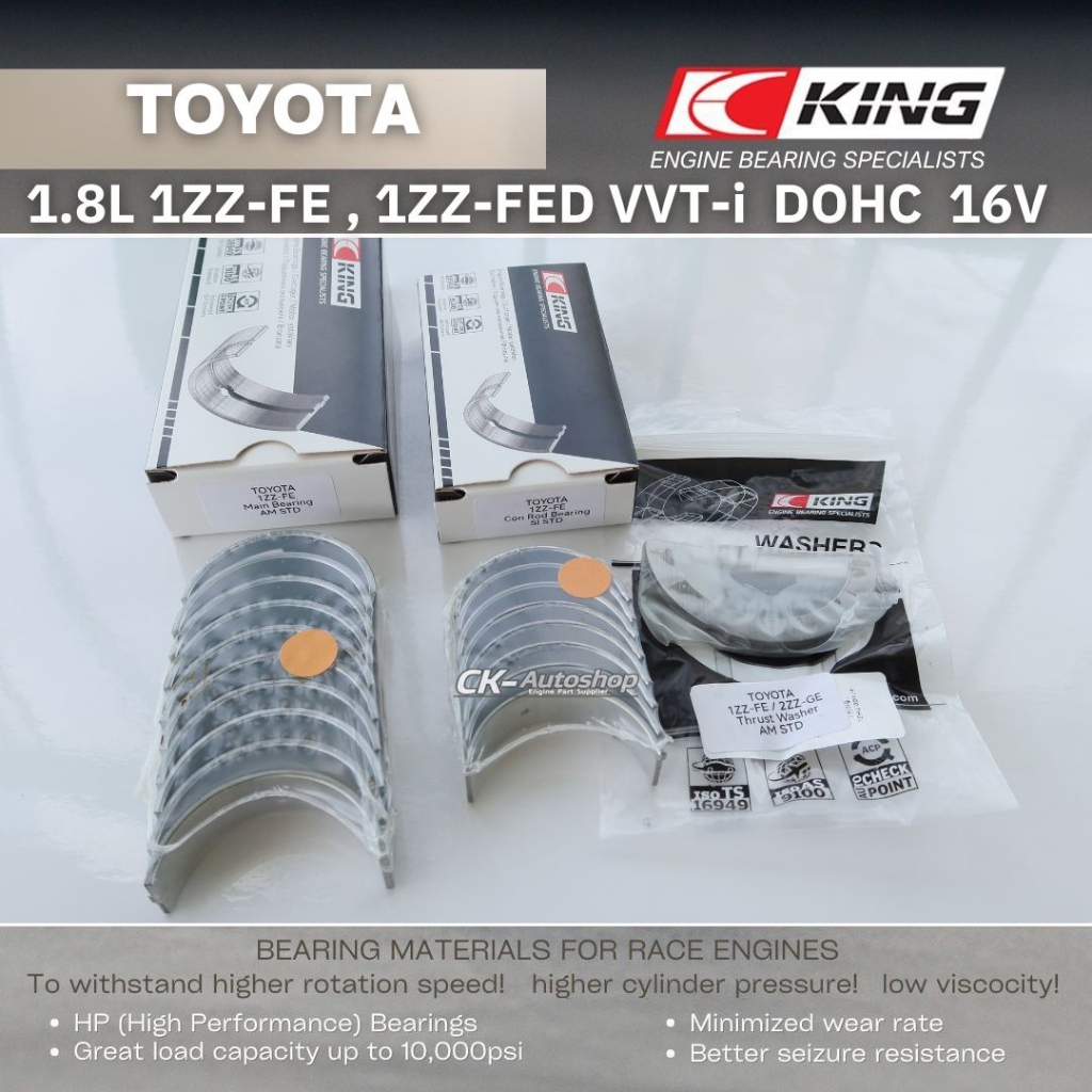 Jeu De Roulements Principaux King Pour Toyota 1.8L 1ZZ-FE Et 2ZZ-GE - Standard, Neuf