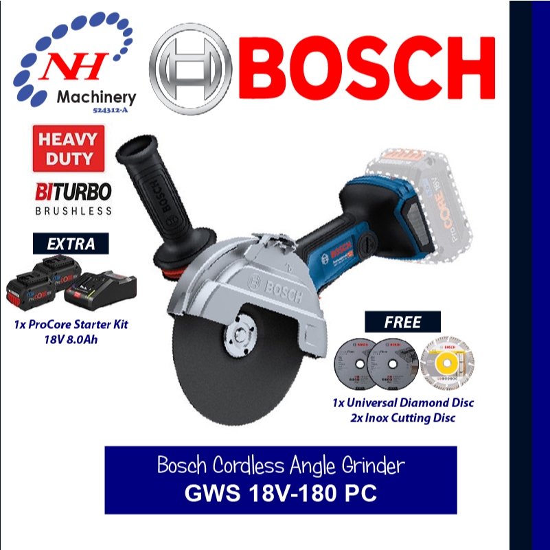 PRO HEAVY DUTY GWS 18V-180 P Cordless Angle Grinder | Bosch Professional - View #12