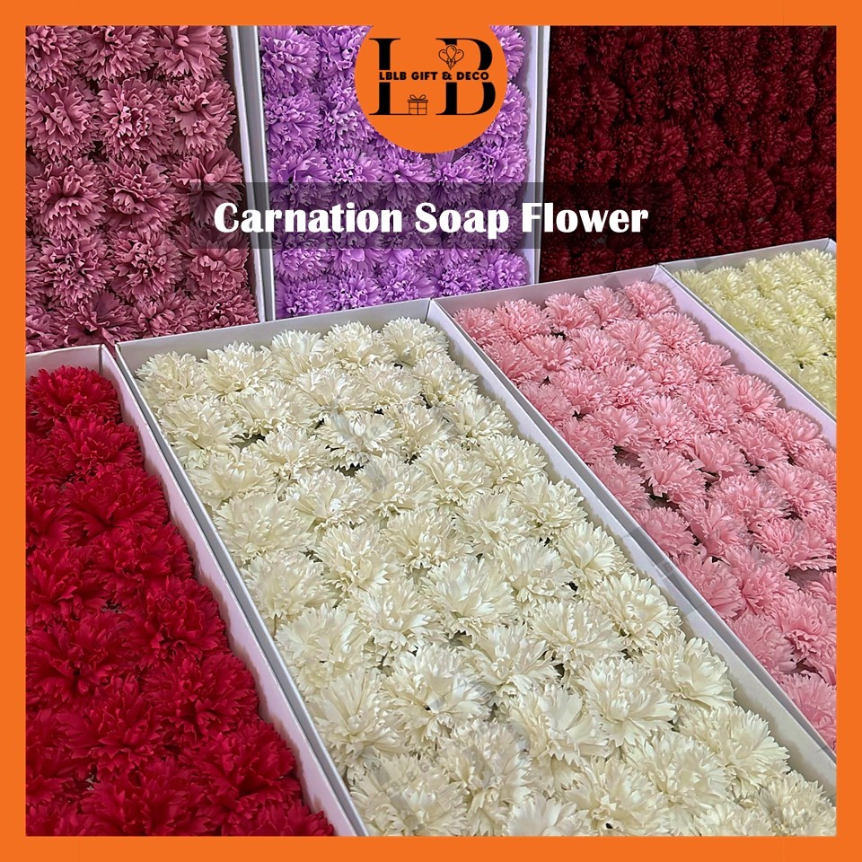 (50pcs) CARNATION Soap Flower With Base Fragrant Scent Bouquet ...