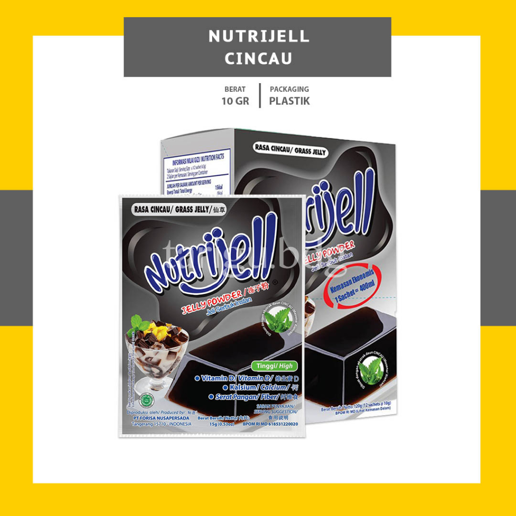 Nutrijel Rasa Cincau Hitam Multipack Jelly Pudding 1 Box 12 Sachet ...