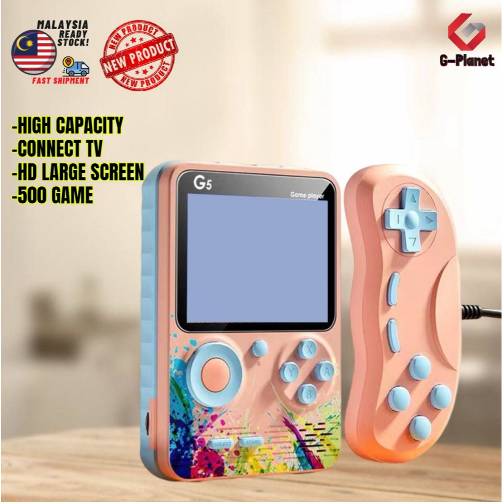 G5 Dual HD Screen Macaron Handheld Game Console Contra Mini Arcade 500 ...
